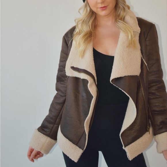 Brown Faux Shearling Jacket - Picture 6 of 6